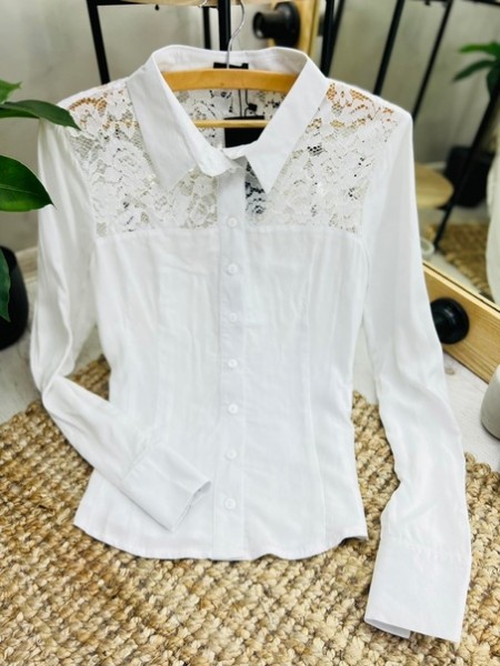 Жіноча біла блуза з мереживом (ХС, С, Л)