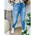 Жіночі блакитні джинси з потертостями (25-30)