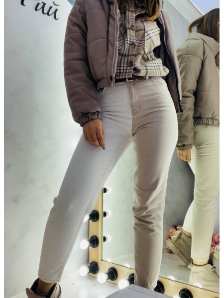 Оригінальні джинси в бежево-білому кольорі