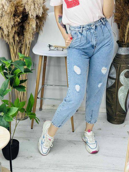 Жіночі блакитні джинси з потертостями (28,29)