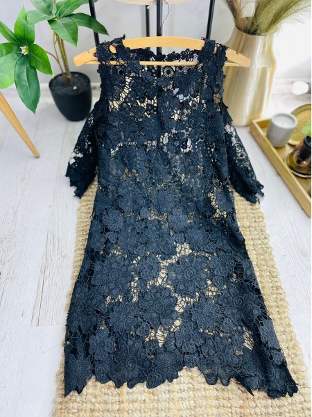 Жіноча чорна сукня  з мережива (ХЛ)