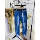 Жіночі сині джинси з потертостями (34,36)