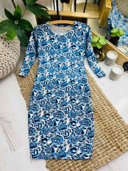 Жіноча класична блакитна сукня (48)