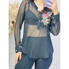 Жіноча літня чорна блуза (М-ХЛ)