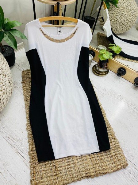 Жіноча класична чорно-біла сукня (54)