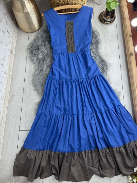 Жіноча синя сукня-сарафан 