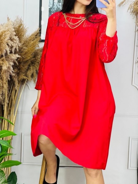 Жіноча класична червона сукня (58)