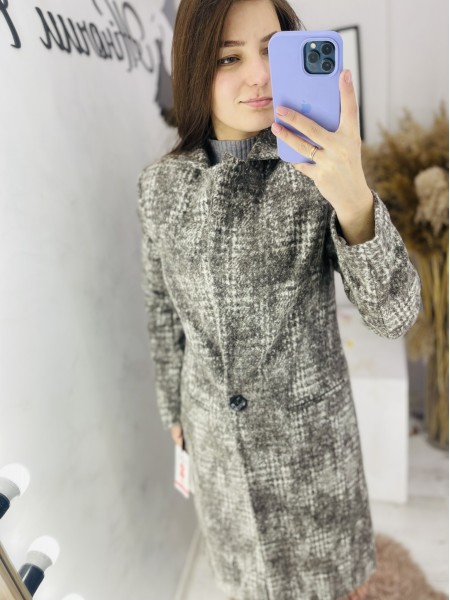Жіноче кашемірове пальто з поєднанням кольорів