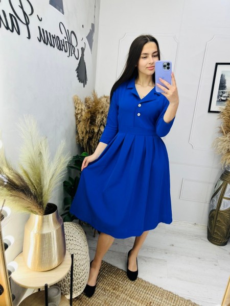Жіноча синя сукня-сорочка (36)