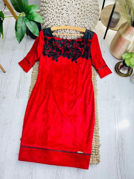 Жіноча класична червона сукня (46)