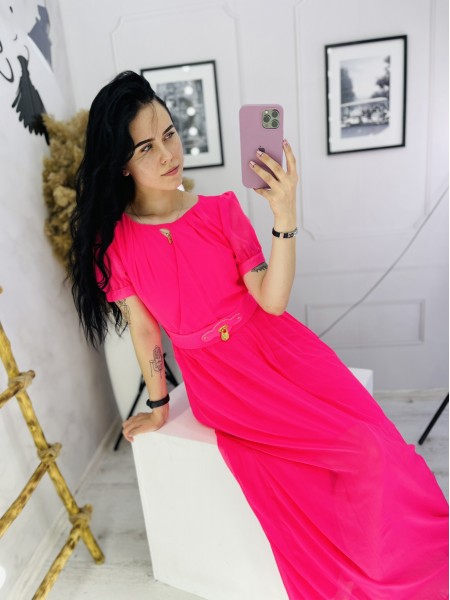 Шифонова рожева сукня(36,38)