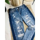 Жіночі сині джинси з потертостями (С)