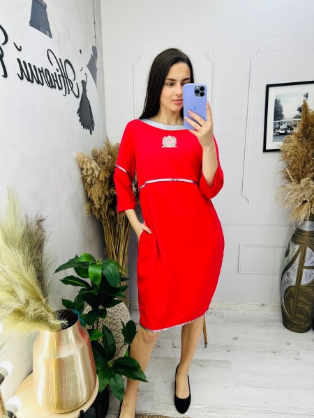 Жіноча класична червона сукня (44)