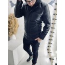 Чорна чоловіча куртка кожанка з прес-шкіри