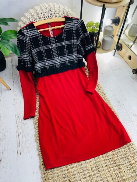Жіноча класична червона сукня (36)