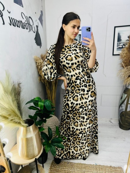 Жіноча леопардова сукня максі (36)