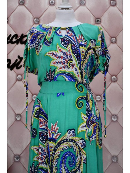 Довга літня сукня з візерунком Турецький огірок