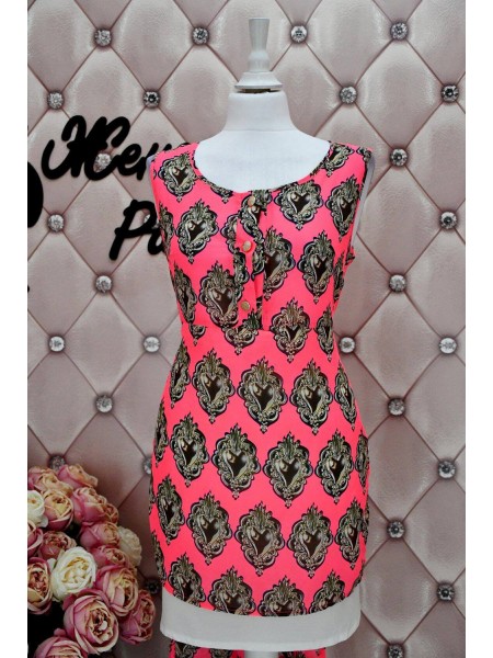 Шифонова рожева сукня-сорочка (36,40)