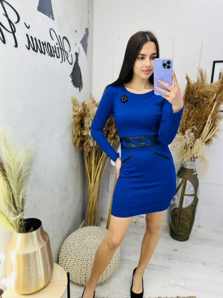 Жіноча класична синя сукня (38,40)