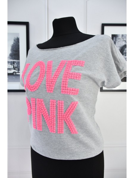 Сірий топ-футболка   Love Pink