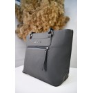 Ділова жіноча сумка в темних кольорах з наружною кишенькою