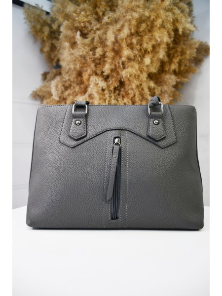 Ділова жіноча сумка з кишенею зовні та декоративним швом 