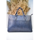 Розкішна синя сумка з наружними кишенями