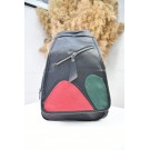 Жіночий рюкзак чорний хлястик з кольоровими вставками