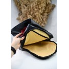 Жіночий рюкзак чорний хлястик з листочком