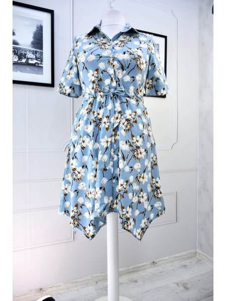 Сукня-сорочка асиметрія блакитна