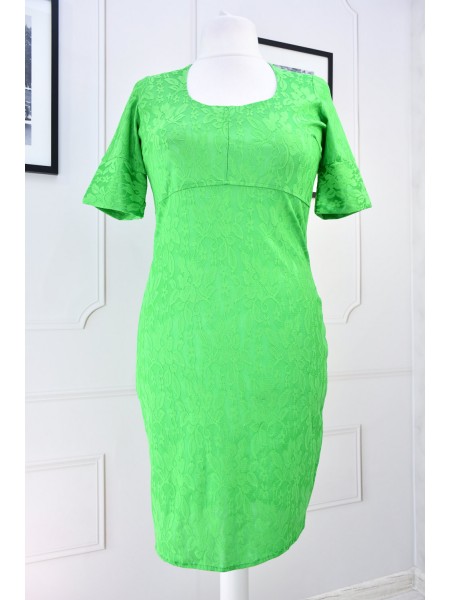 Чудова сукня з набивного гіпюру в яскравому салатному кольорі