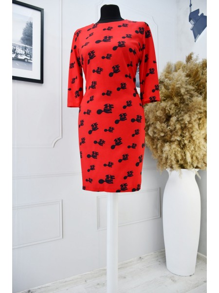 Оригінальна червона сукня з котиками