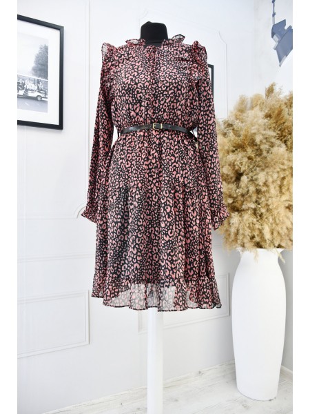 Шифонова сукня з рожевим леопардовим принтом