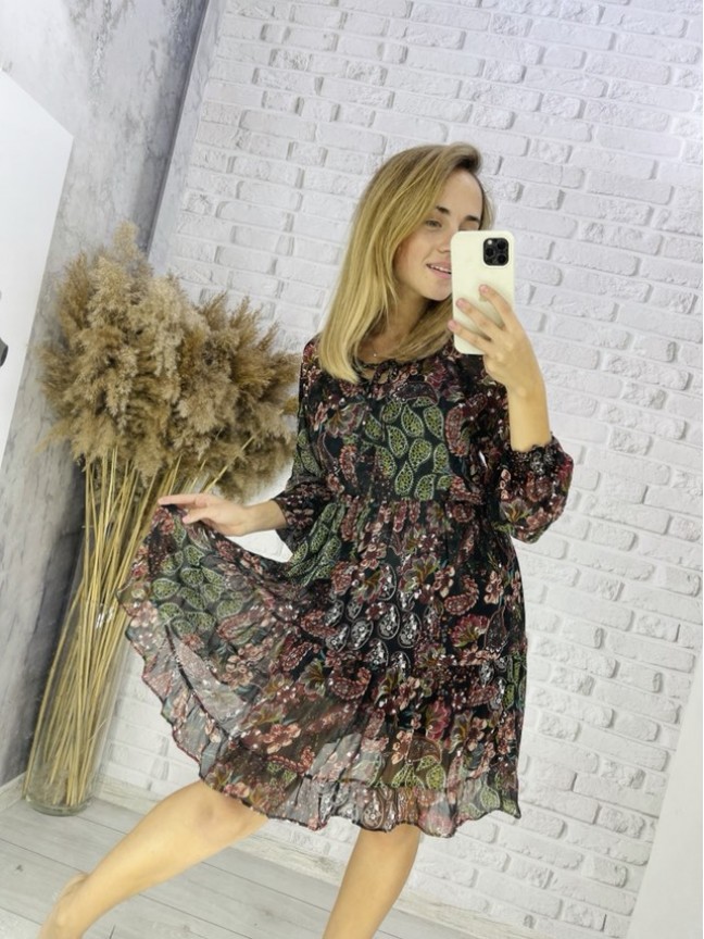 Чорна шифонова сукня(36,38)