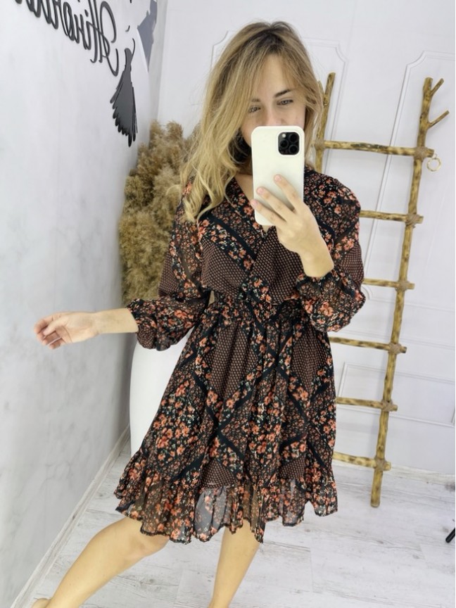Коричнева шифонова сукня (36)