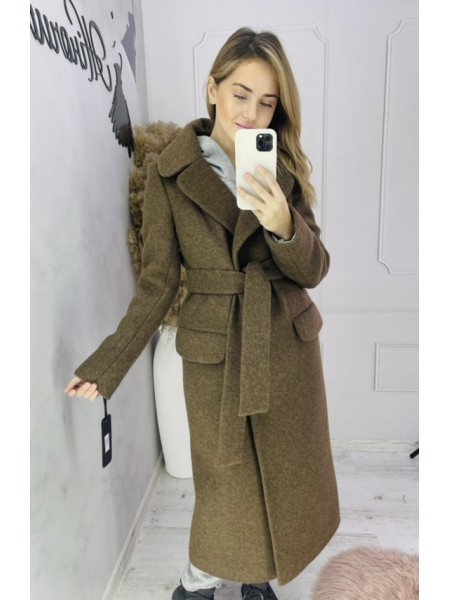 Жіноче кашемірове пальто з паском
